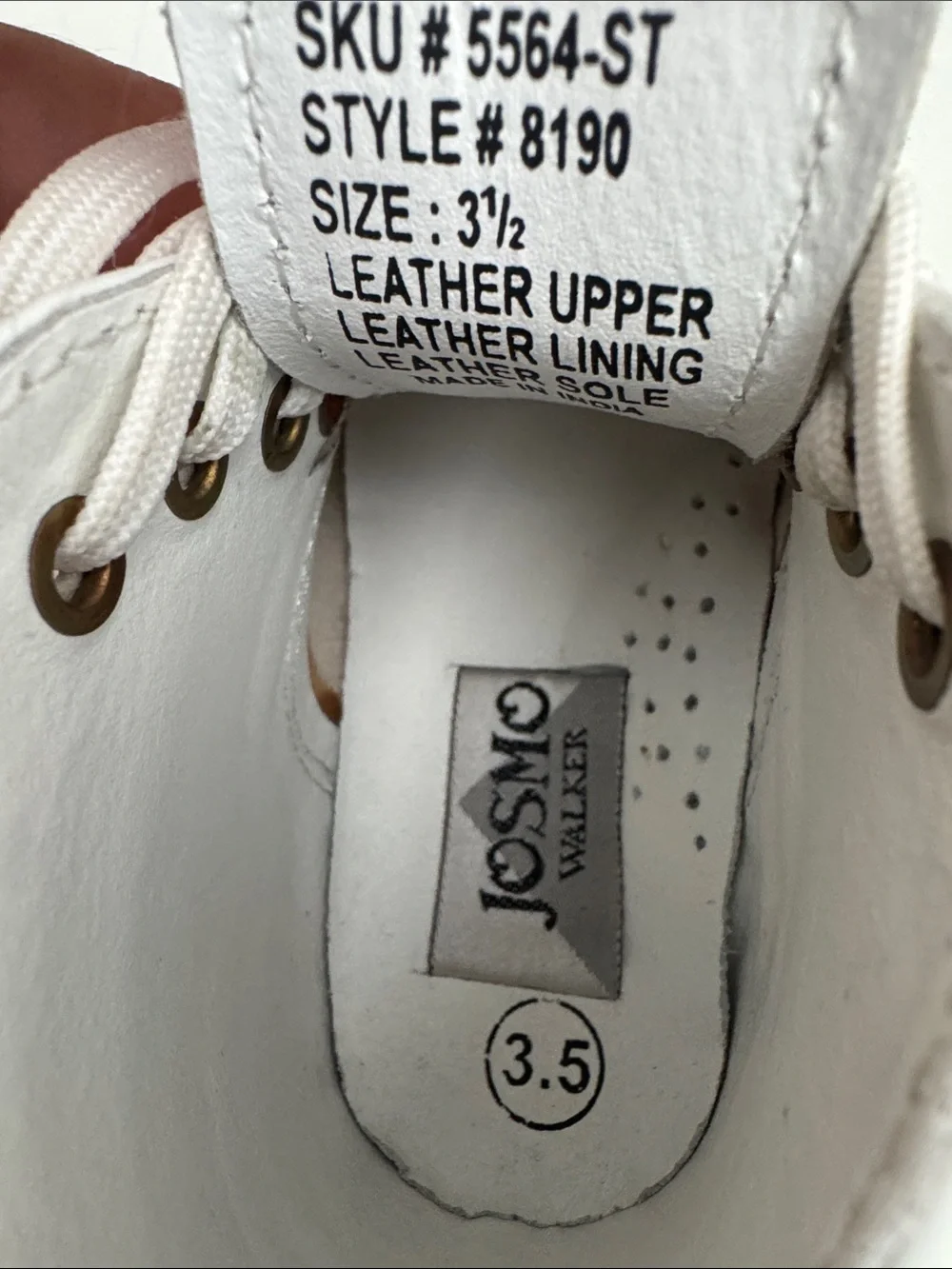 Josmo White Kids Lace-Up Leather Boots with Tan Trim